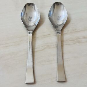 2pc UNITED SILVER USI11 Stainless Soup Spoon Diamond Shape Satin Frosted Japan